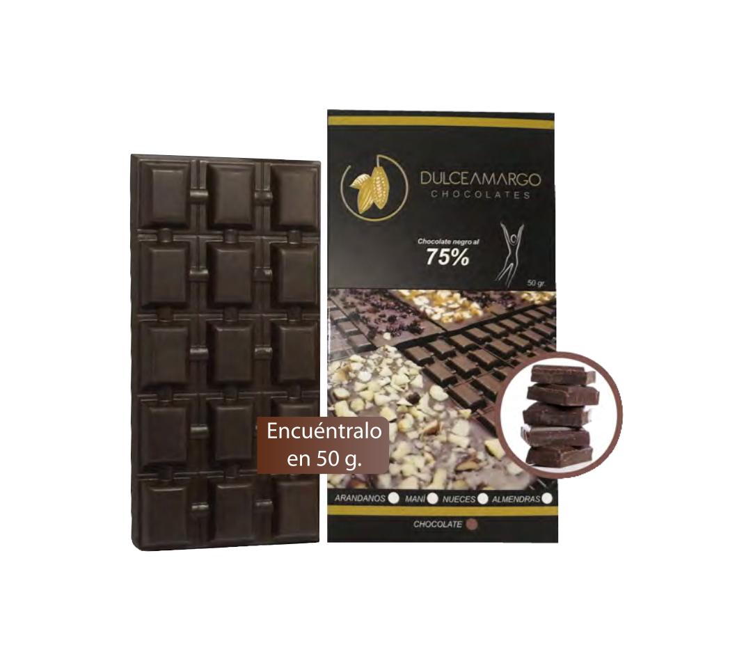 Chocolatina DulceAmargo Chocolate Negro 50 gramos - Imagen 1